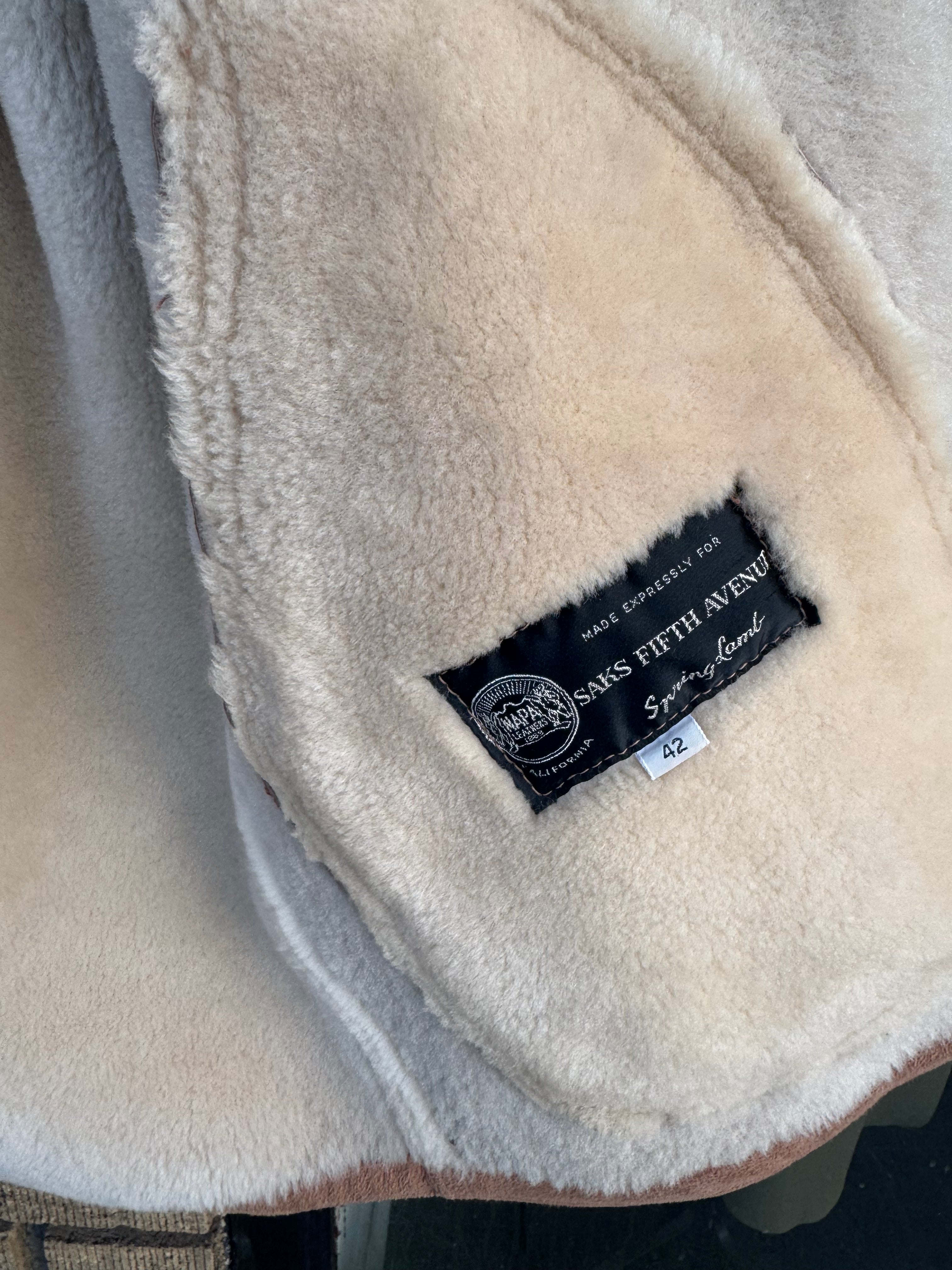 MENS VINTAGE SAKS FIFTH AVE SHEARLING SIZE 42 LARGE