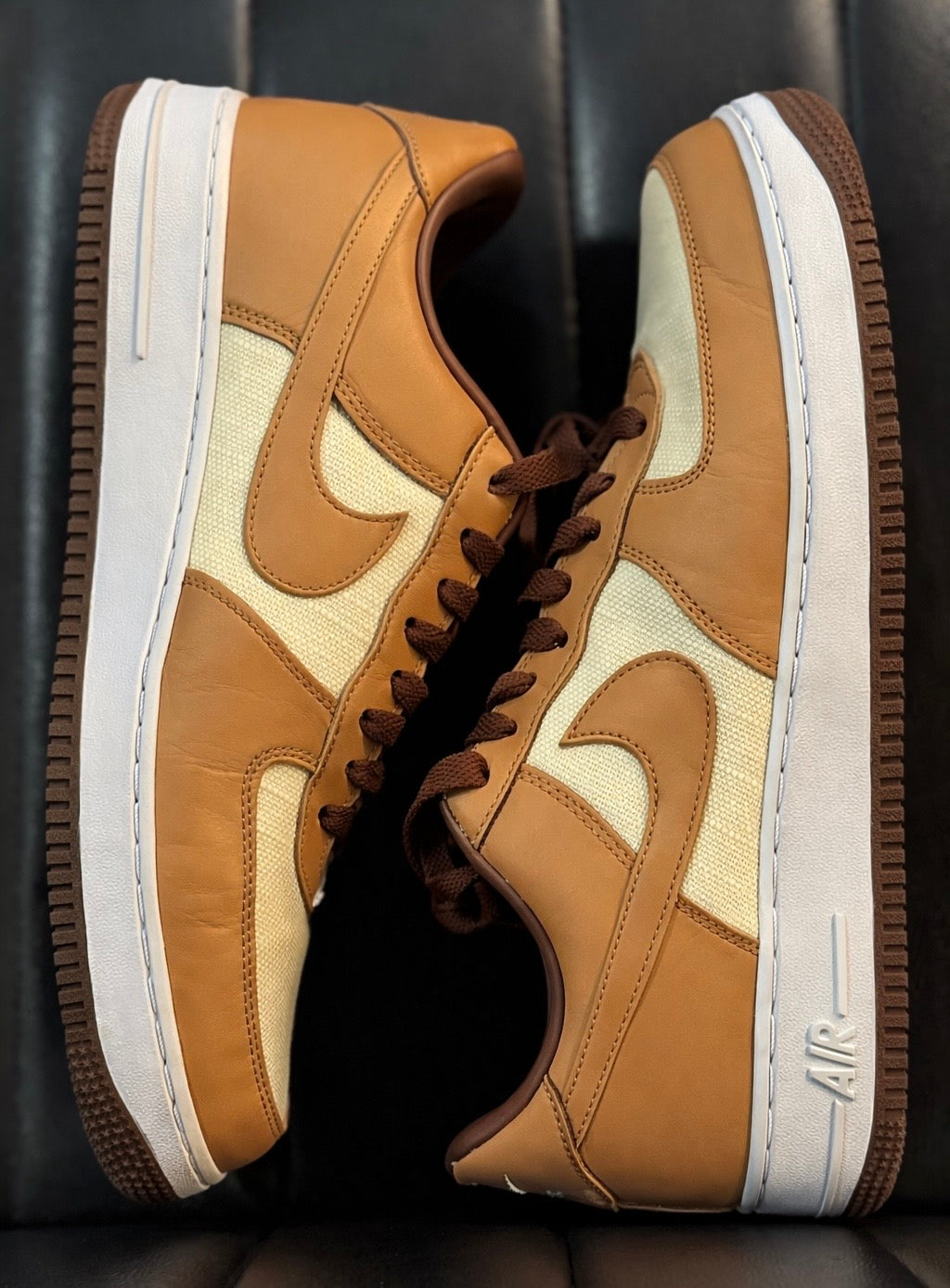 PREOWNED NIKE AIR FORCE ONE TAN LEATHER SIZE 10