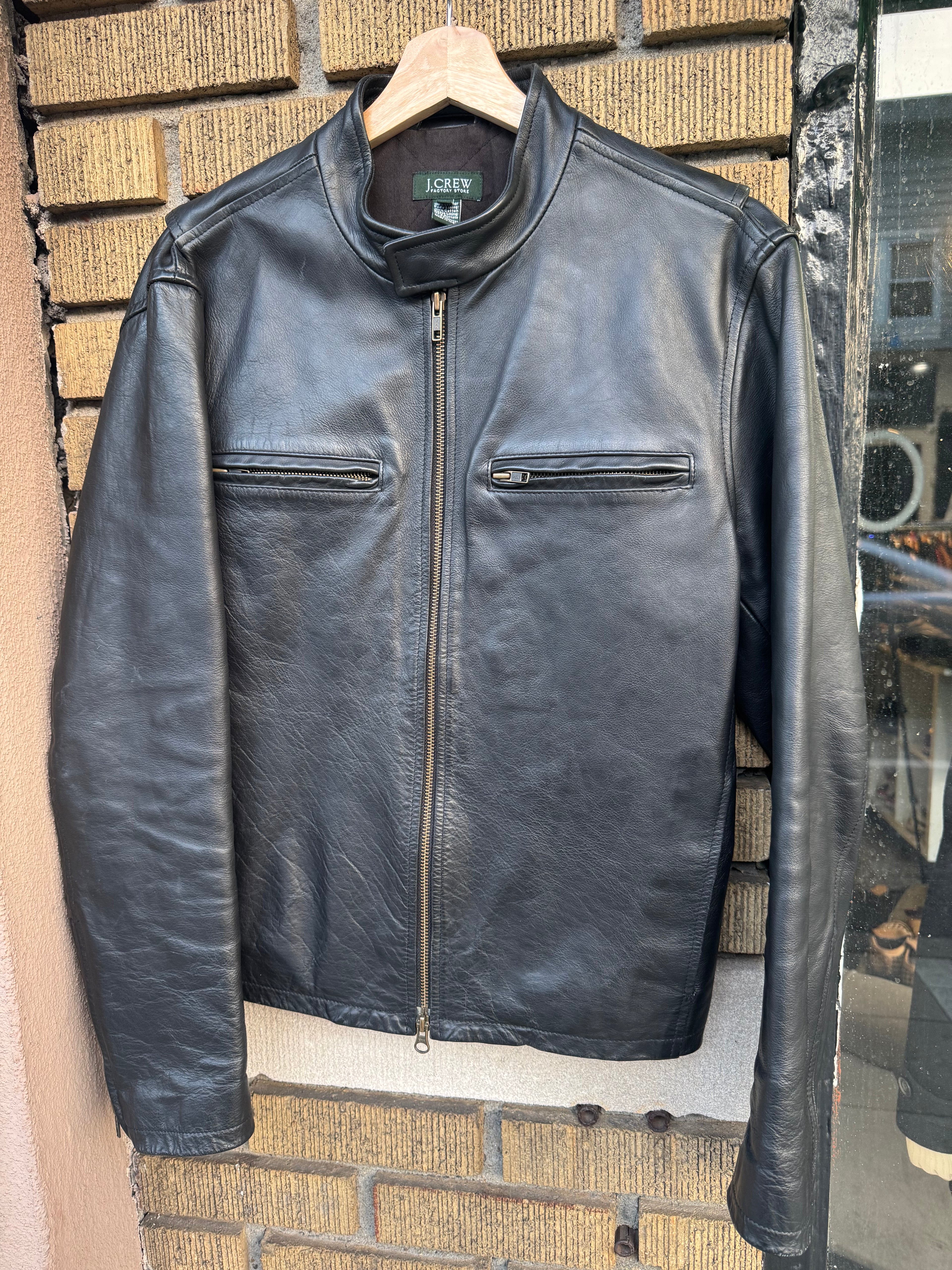 MENS VINTAGE J CREW LEATHER JACKET SIZE SMALL