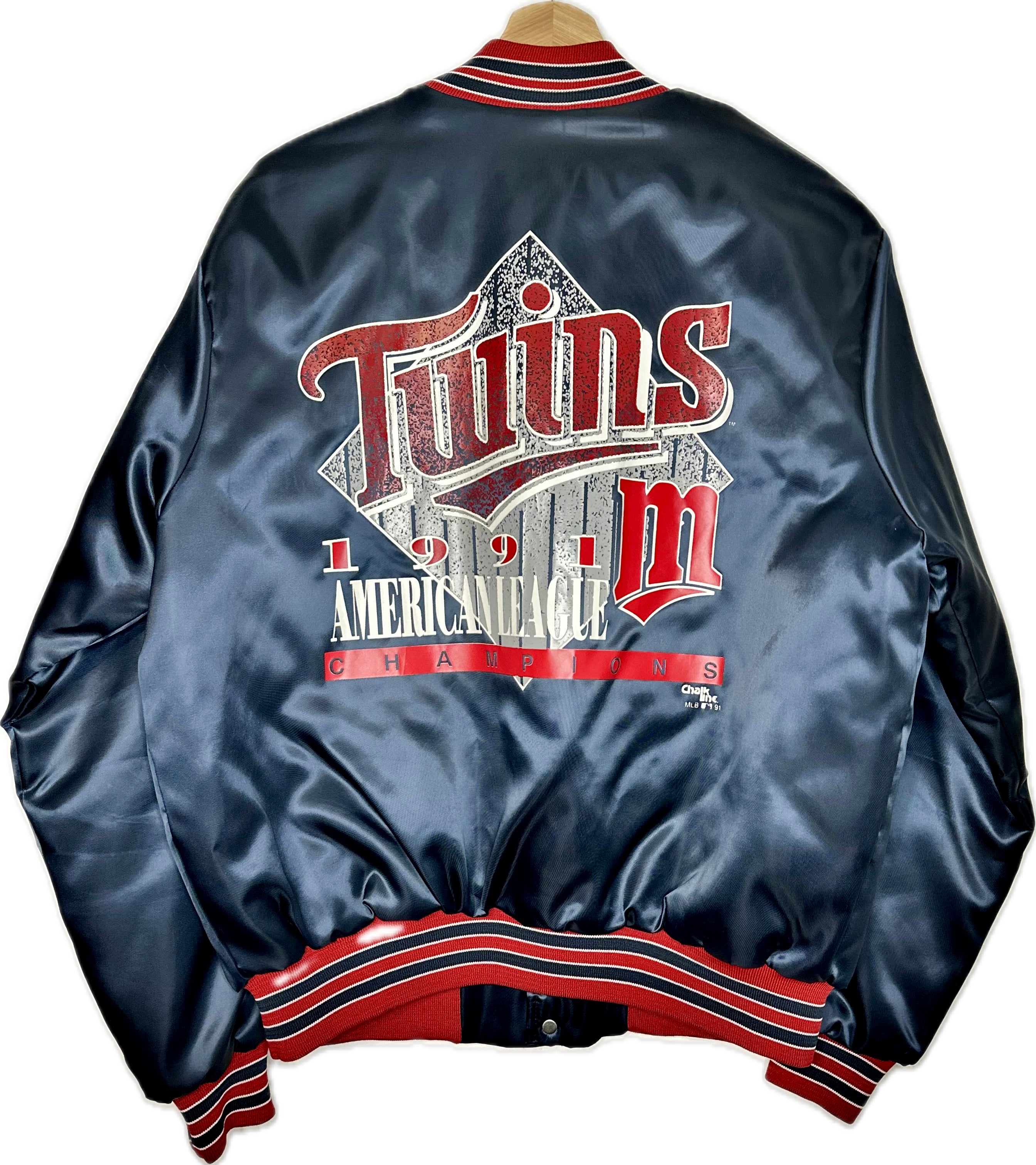 1991 Minnesota Twins Vintage Satin Bomber Chalk Line
