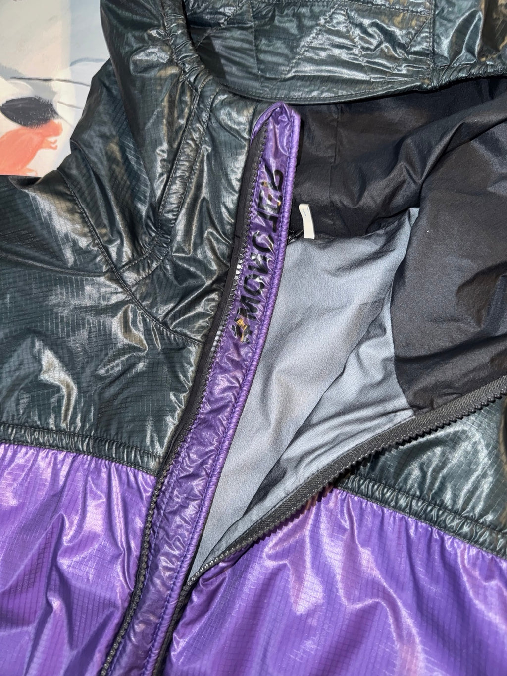 Moncler Grenoble Peyrus Hooded Sports Jacket Black Purple Grey Size Large