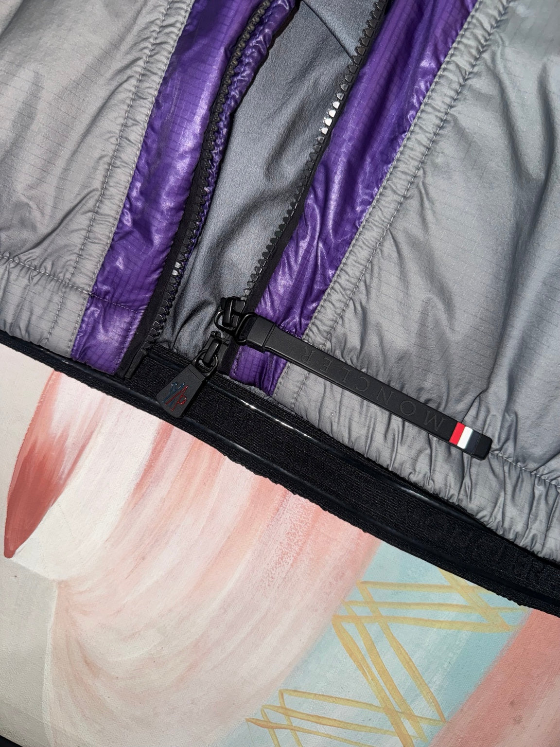 Moncler Grenoble Peyrus Hooded Sports Jacket Black Purple Grey Size Large