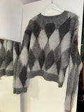 Moncler Women’s Mohair Argyle Sweater Grey Size Medium