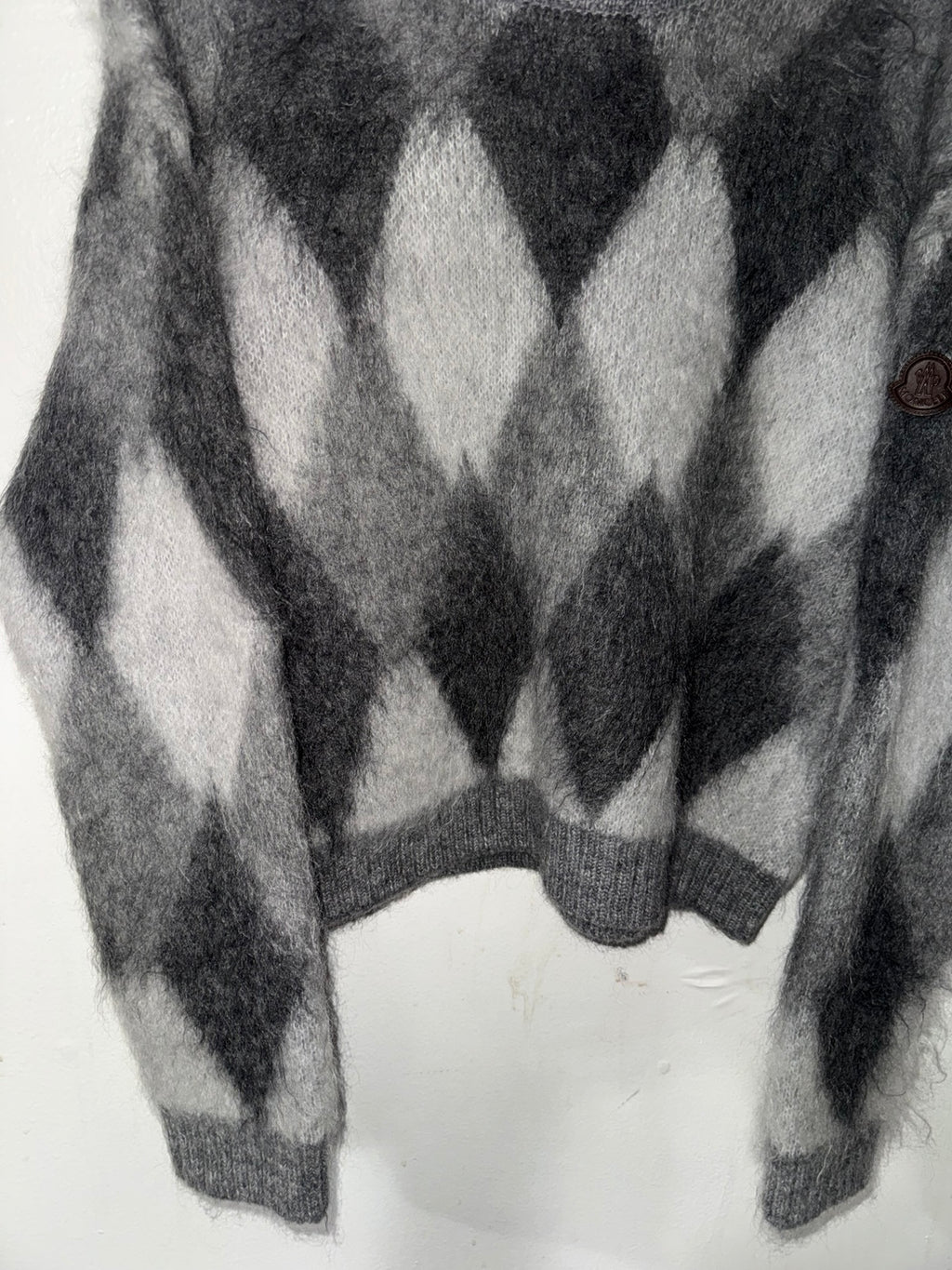 Moncler Women’s Mohair Argyle Sweater Grey Size Medium