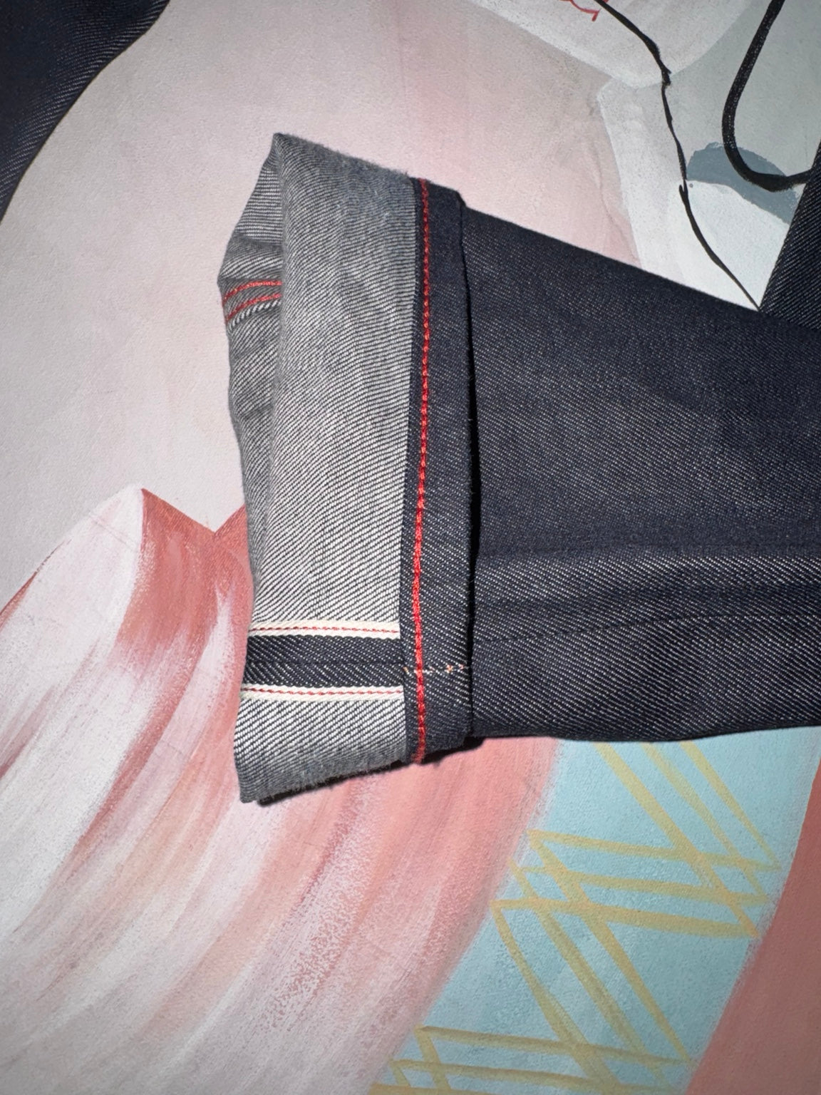 Evisu jeans redline selvedge denim cuff detail
