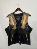 Front of genuine snakeskin and black leather vest, size Large 44