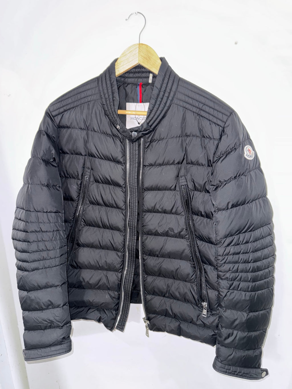 Moncler Amiot Giubbotto black jacket front angle