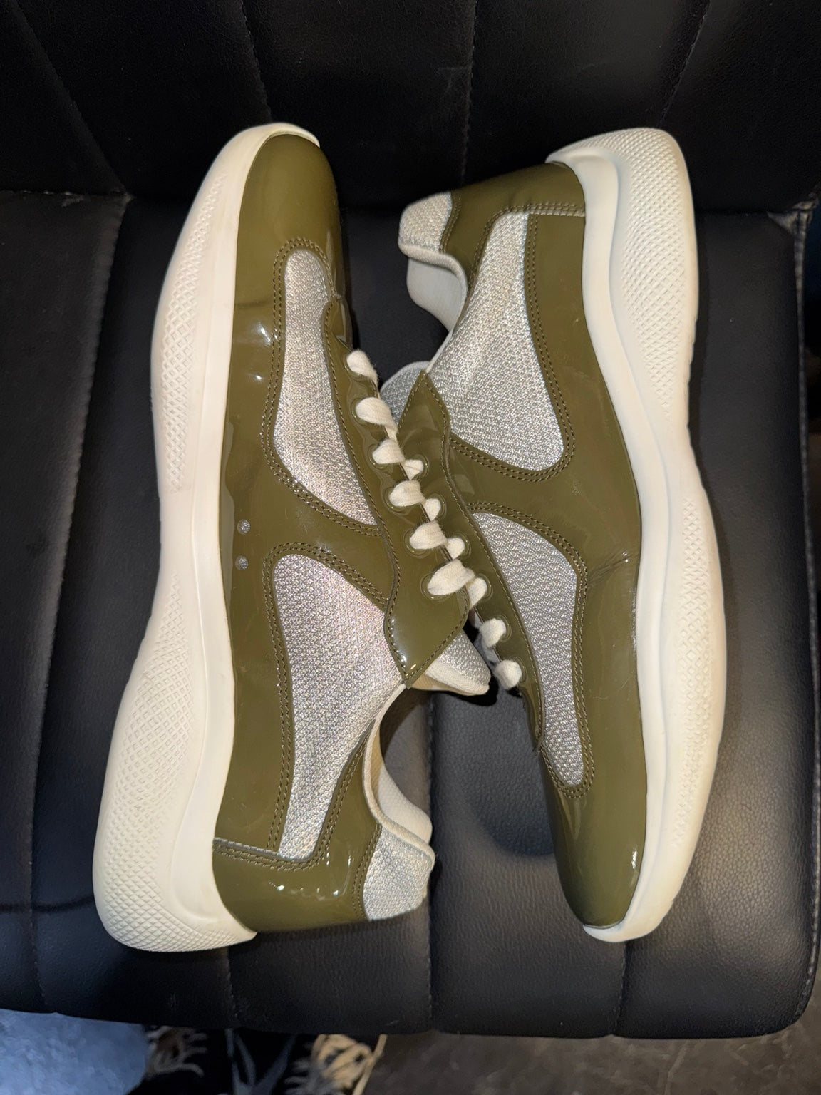 Prada America's Cup green sneakers side view