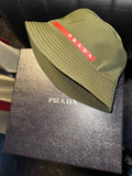 Prada Linea Rossa green bucket hat with original box