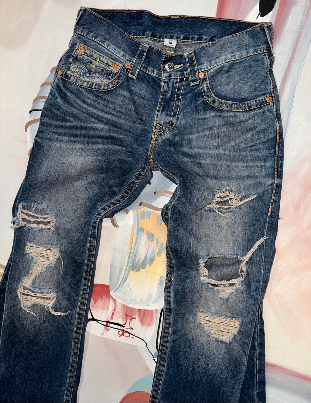 Custom True Religion men's bootcut jeans size 30 front detail