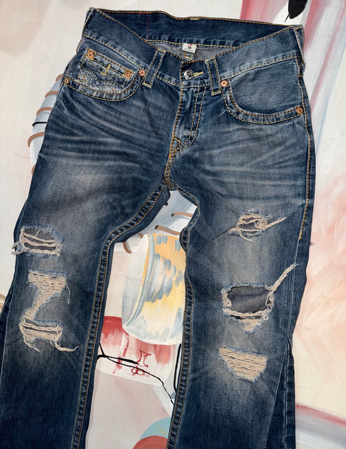 Custom True Religion men's bootcut jeans size 30 front detail