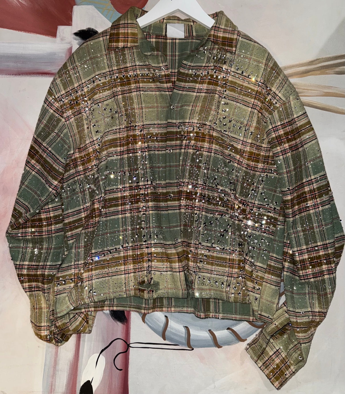 Vale Forever embellished plaid flannel shirt, size Large
