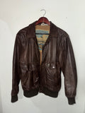 Vintage Aeropostale brown leather jacket front view