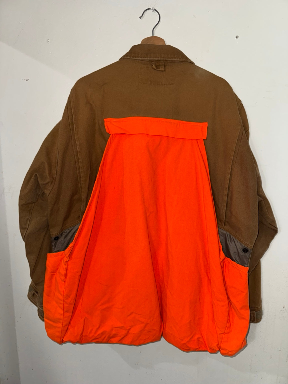 Vintage Gamehide duck hunting jacket back with blaze orange game pocket