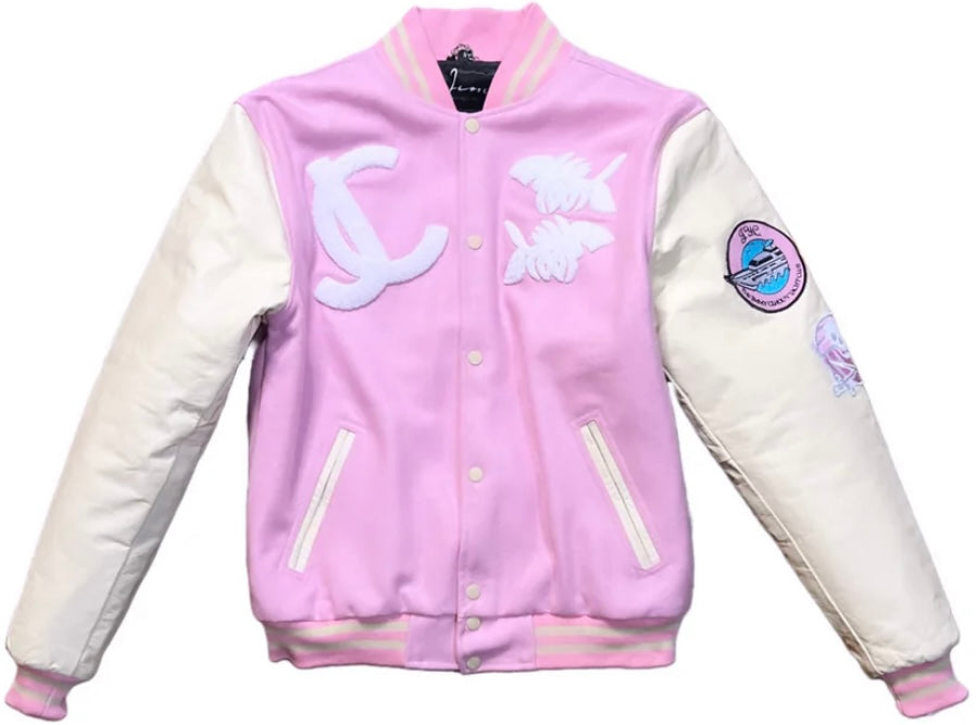 Pink Jimmy Calhoun Varsity Jacket