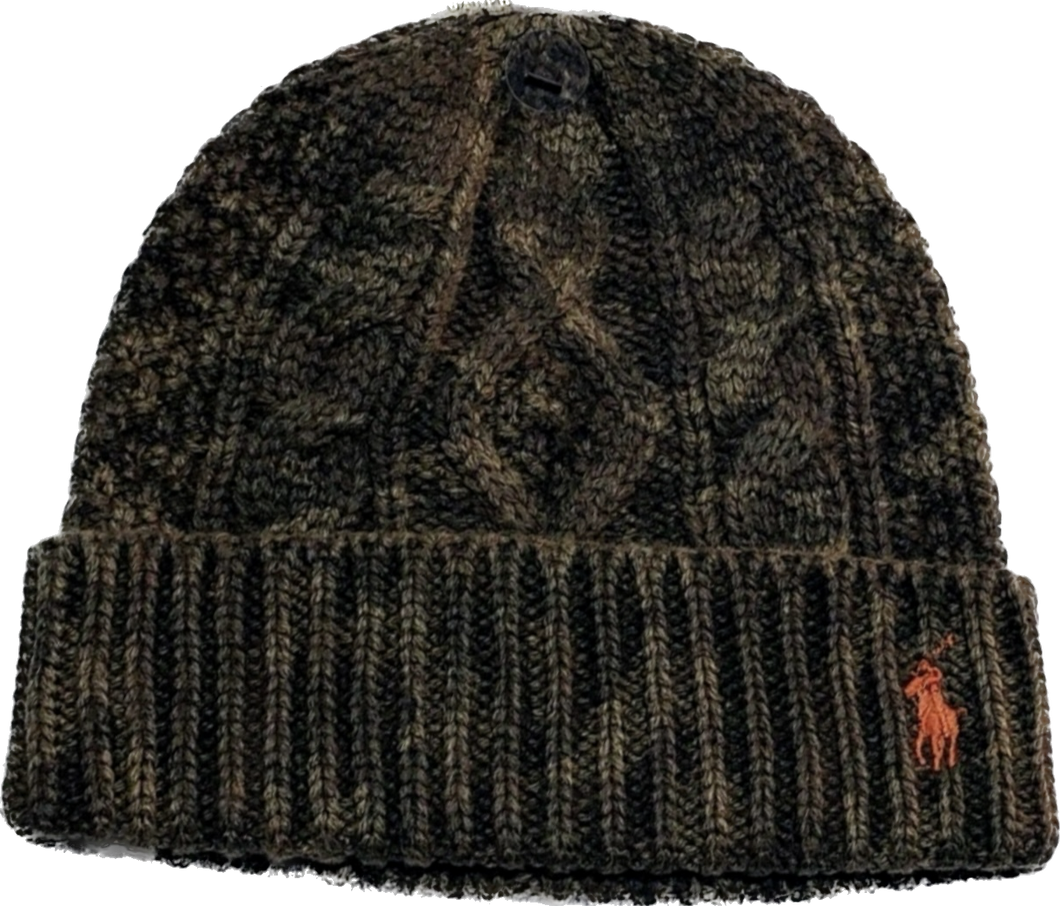 POLO Ralph Lauren LODEN KNIT BEANIE Cuff OLIVE CAMO Wool Blend