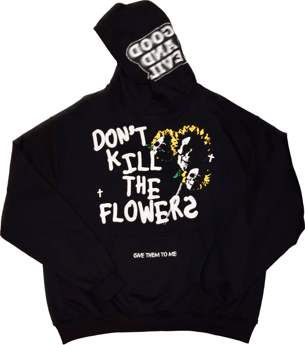 Good And Evil Black Flowers Hoodie