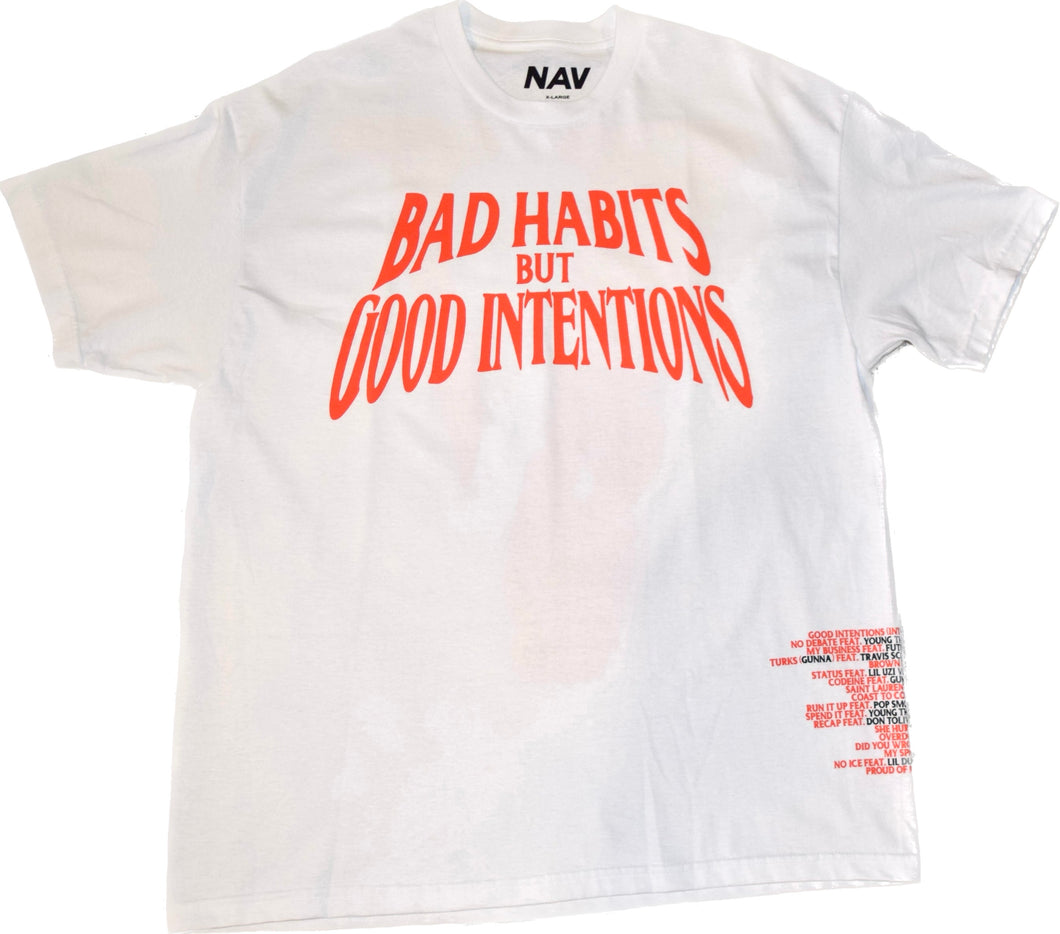 VLONE x NAV Bad Habits White T